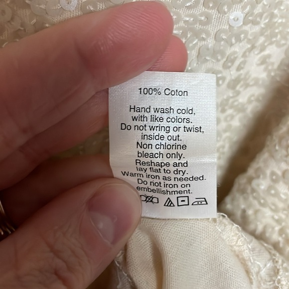 J. Crew size XS Cream Colored Sleeveless Sequin Soft Stretchy Cotton Tank Top - Picture 4 of 5